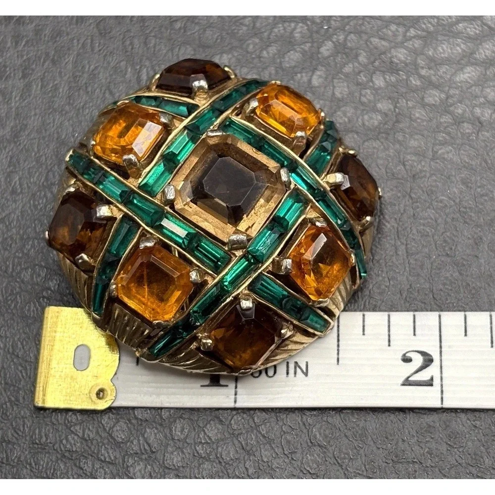 Marcel Boucher Vintage Dome Rhinestone Checkerboard Brooch